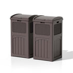 Patiowell 36 Gallon Outdoor Trash Can, Resin Outdoor Garbage Can with Lid for Patio, Backyard, Deck, Dark Brown (2 Pack)