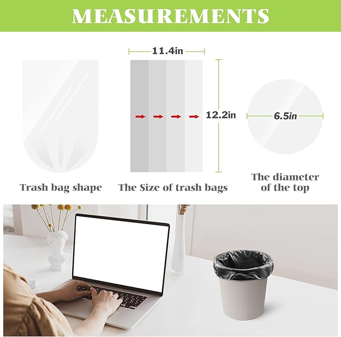 0.5 Gallon Mini Trash Bags Garbage Bags, Tiny Bathroom Trash Can Liners by Teivio, Small Plastic Bags for Desktop Trash Bin/Dog/Poop Car, Fit 2 Liters or Less Can (220 Counts, Black)