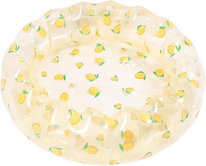29 Inch Inflatable Swimming Pool, PVC Portable Blow Up Ball Play Pit Pool for Kid Indoor Outdoor Backyard (Transparent Lemon)