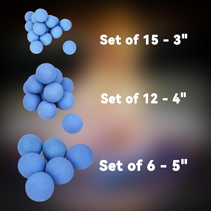 Skyflame Ceramic Fireplace Balls, Set of 15 Round Fire Stones Set for Indoor and Outdoor Fire Pits or Fireplaces Accessory, 3 Inch, Blue