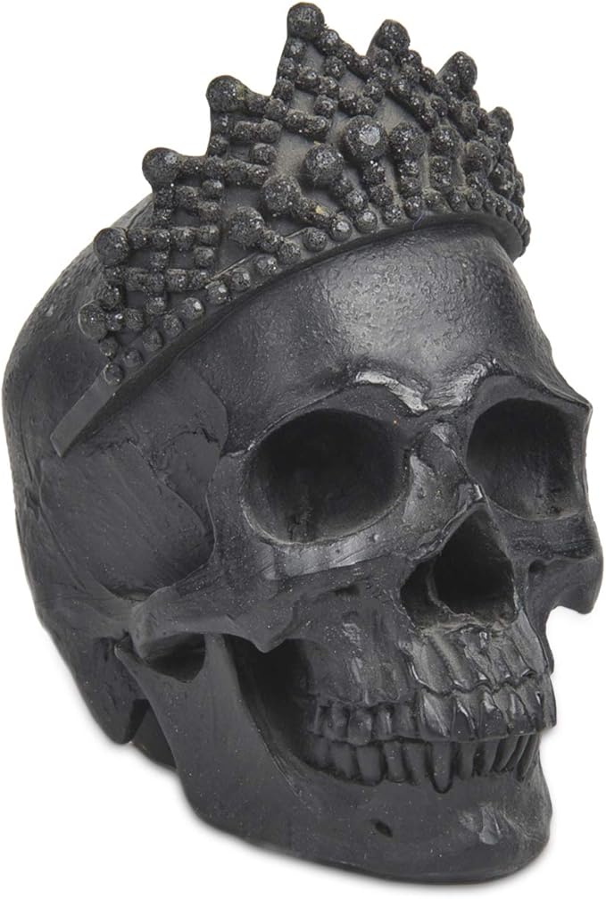 Newman House Studio Skull-Decor Halloween-Decorations - Vintage-Human Head-Sculpture with Crown for Indoor Skull Figurine Home Party Gothic Witchy Room Decor 3.7L x 2.8W x 4.2H inch