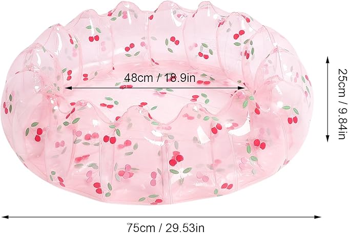Inflatable Swimming Pool, Portable Play Pit Pool for Kids, 29 Inch PVC Material, Indoor Outdoor Use, Transparent Cherry