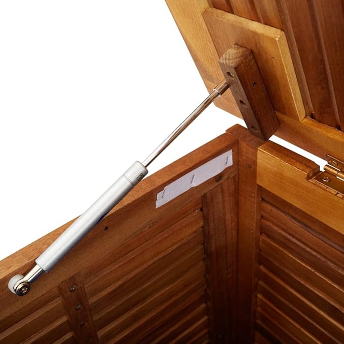 Wooden Garden Storage Box with Louver, Outdoor Cabinet Patio Storage Container for Furniture Tools, 59.1"x19.7"x22" Solid Wood Acacia,-131