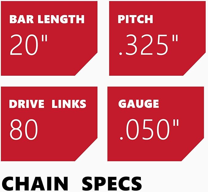 KAKEI Husqvarna Chainsaw Chain 20 Inch .325" Pitch .050" Gauge 80 Drive Links Fits Husqvarna 450 (Rancher), 545 (Rancher), 550 (XP), Craftsman, Jonsered (3 Chains) - Full Chisel