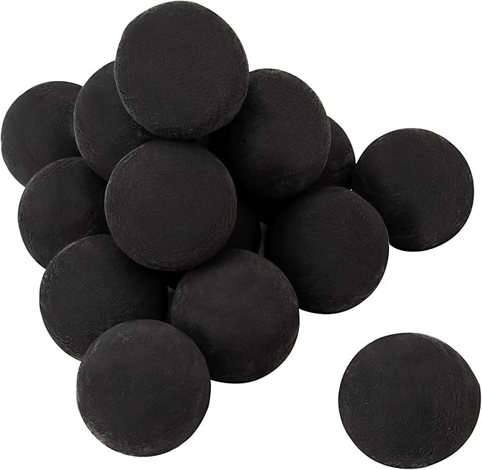 Skyflame Ceramic Balls, Set of 15 Round Fire Stones Set for Indoor and Outdoor Fire Pits or Fireplaces Accessory, 3 Inch, Black