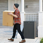 EasyUp Outdoor Package Delivery Box, 48-Gallon Lockable Parcel Drop Box, Large Double-Walled Resin Weatherproof Storage Deck Box for Porch and Patio (Black)