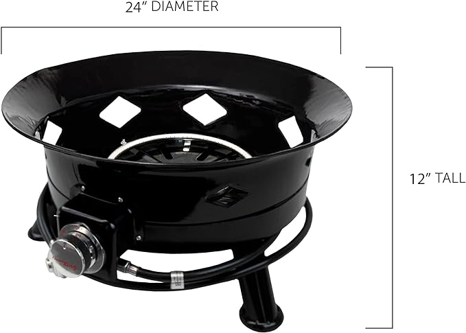 Flame King Smokeless Propane Fire Pit, 24-inch Portable Firebowl, 58K BTU with Self Igniter, Cover, & Carry Straps for RV, Camping, & Outdoor Living