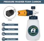 Sooprinse Foam Cannon with 1/4 Inch Quick Connector, Heavy Duty Car Foam Blaster Wide Neck Adjustable Snow Foam Lance for Pressure Washer, 1 Liter