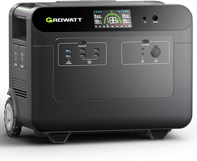 GROWATT 3686Wh Extra Battery for HELIOS 3600 Portable Power Station, LiFePo4 Expansion Battery, 9 DC Outlets for Cell Phone, PC, Tablets or Other Devices, for Home Use, Emergency, Camping and RV