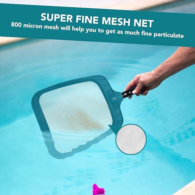 POOLWHALE Professional Pool Skimmer Net,Fine Mesh Net Bag,Heavy Duty Swimming Leaf Skimmer Cleaning Tool - Fast Cleaning,Debris Pickup Removal- Fits Standard Swimming Pool Poles(No Pole)