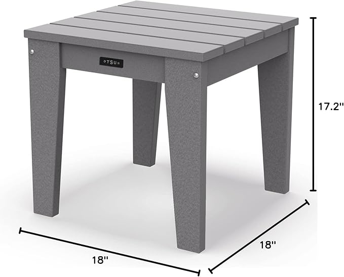 OTSUN Outdoor Side Table, End Table for Adirondack Chair, 16" Patio Table for Porch, Yard, Weather Resistant (Black&White)