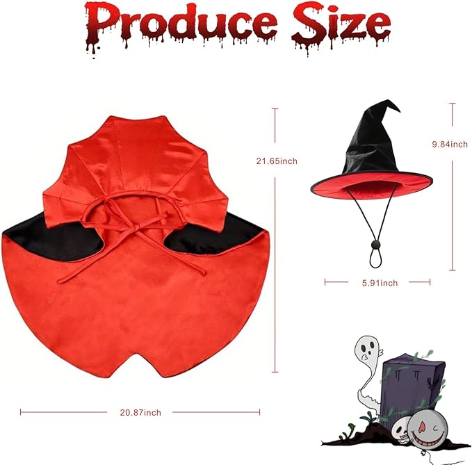 Halloween Goose Outfit, Lawn Porch Goose Vampire Cape Costume for 23" Statue Halloween Fall Outdoor Patio Yard Decor