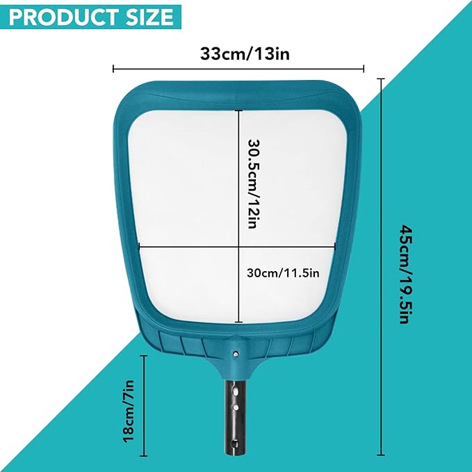 POOLWHALE Professional Pool Skimmer Net,Fine Mesh Net Bag,Heavy Duty Swimming Leaf Skimmer Cleaning Tool - Fast Cleaning,Debris Pickup Removal- Fits Standard Swimming Pool Poles(No Pole)