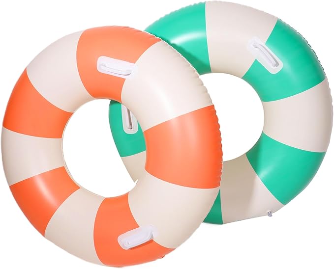 2PCS Large Swimming Pool Tubes Inflatable Pool Floats for Adult Swim Ring Floaties Inflatable Swimming Pool Raft Summer Beach Lounger Float Party Supplies