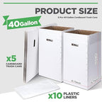 Tioncy 5 Pcs Cardboard Trash Cans Disposable and Reusable Corrugated Cardboard Trash Cans Recycling Bins Bulk with 10 Garbage Bags White Garbage Boxes for Parties Events