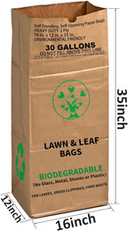 30 Gallon Heavy Duty Brown Paper Lawn Leaf Bags with Leaf Collector Leaf Loader 2-Ply Heavy Duty Large Kraft Paper Bags (10 Count) | Tear Resistant Yard Waste Bag for Home and Garden