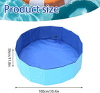 Upgraded Large Duck Pool with Drain Plug, 39 x 12 Inch Extra Tough PVC Ducks Swimming Pool for Pet, Dogs, Cats, Blue Hard Plastic Portable Foldable Pond for Indoor Outdoor Use