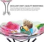 MUMTOP Outdoor Glass Birdbath with Metal Stand for Lawn Yard Garden Hummingbird Decor,18” Dia 21.65” Height