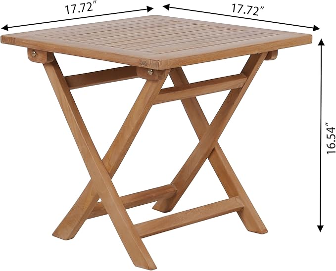 OTSUN Wooden Side Table, Teak Wood Small Table for Indoor & Outdoor Use, Compact Patio Side Tables or Outdoor End Tables for Garden, Deck, or Balcony