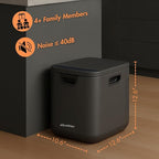 Electric Composter for Kitchen, Compost Bin - 4L Large Capacity, 3 Processing Modes, 3 Capacity Options, 2 Carbon Filters, Auto-Cleaning Auto-Drying (Black)