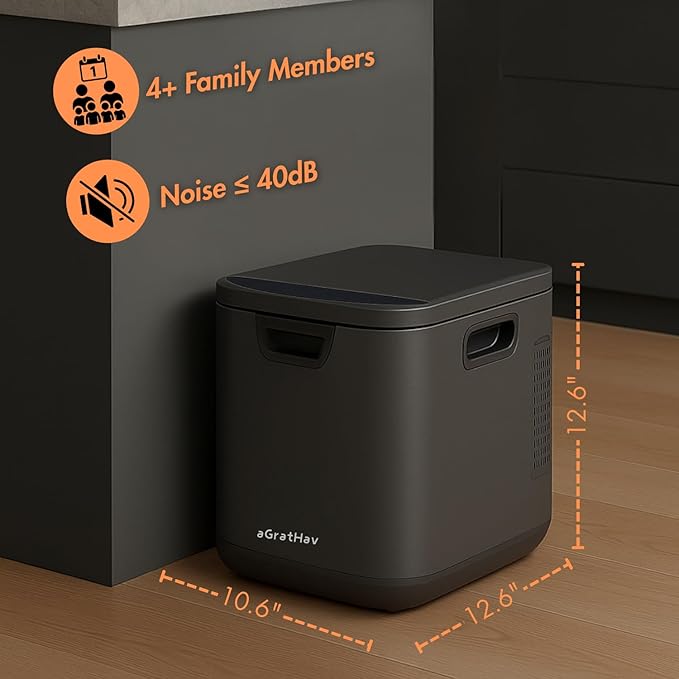 Electric Composter for Kitchen, Compost Bin - 4L Large Capacity, 3 Processing Modes, 3 Capacity Options, 2 Carbon Filters, Auto-Cleaning Auto-Drying (Black)