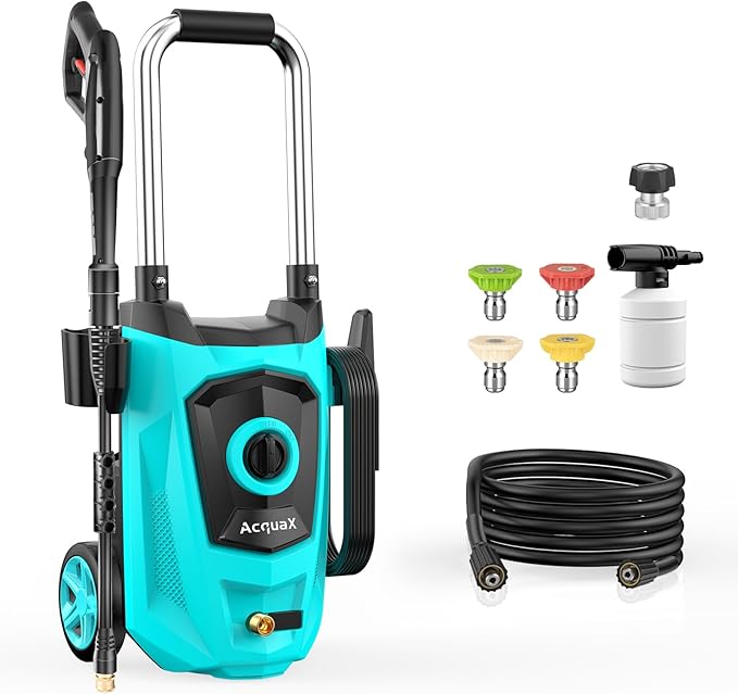Pressure Washer, Power Washer with 4 Quick Connect Nozzles, 35FT Power Cord, 20FT Hose, Foam Cannon for Cars/Patios/Diverway/Fences