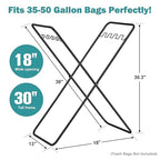 Trash Bag Holder Stand, Heavy Duty Foldable Metal Garbage Bag Frame Fits 30-50 Gallon, Portable Yard Leaf Bag Holder for Lawn Cleanup, Camping, Weeding, Parties