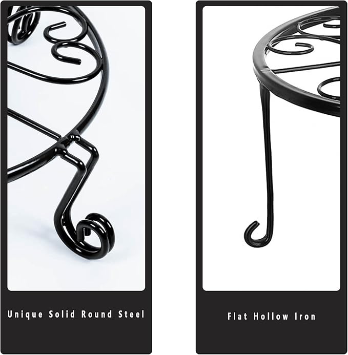 1 pack 10"-12" Metal Plant Stand Outdoor, for Flower Pot Heavy Duty Potted Holder Round Wrought Rustproof Iron Planter Stand, plant Stands Indoor Clearance and Outdoor patio - 10 Inches Black