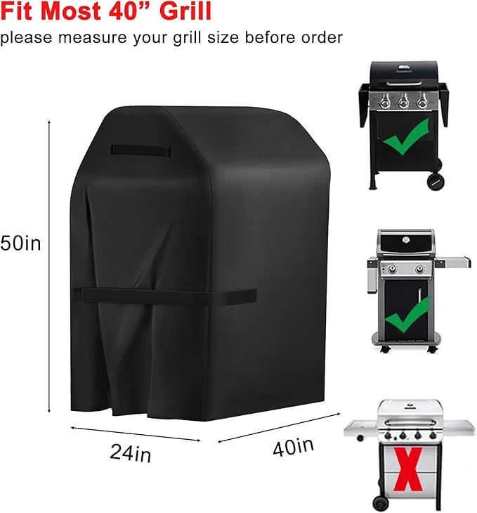 BBQ Grill Cover, 40-Inch Heavy Duty Waterproof UV Resistant Tear Resistant BBQ Gas Grill Cover for Nexgrill Brinkmann Weber Char-Broil and More