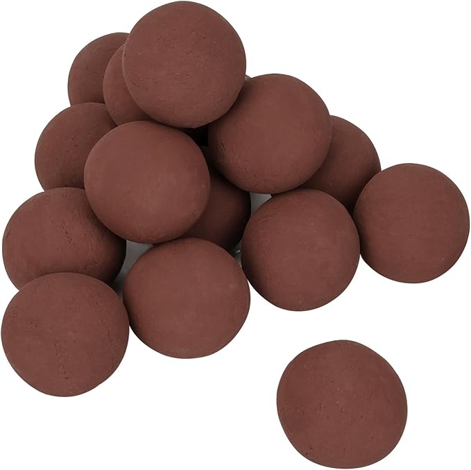 Skyflame Ceramic Fireplace Balls, Set of 15 Round Fire Stones Set for Indoor and Outdoor Fire Pits or Fireplaces Accessory, 3 Inch, Brick Red