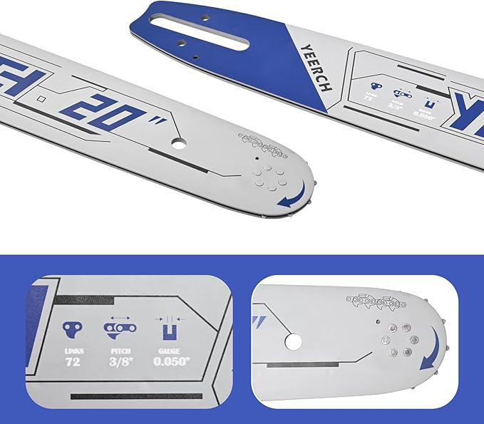 20 Inch Chainsaw Bar 72 Drive Links 3/8" Pitch .050" Gauge - 20 Chainsaw Guide Bar, Chainsaw Accessories Fits for Stihl