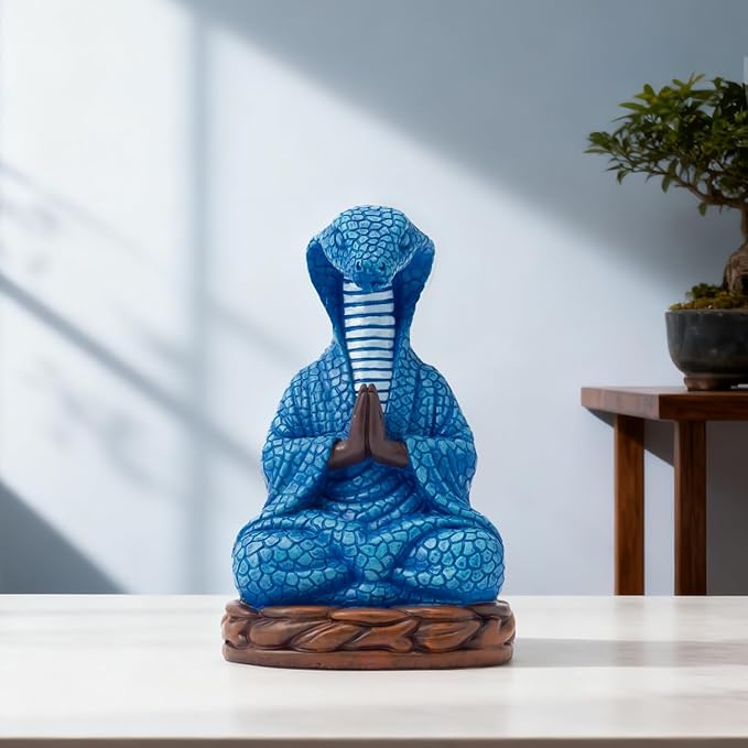 Meditation Snake Resin Statue - Zen Snake Figurine Statue for Snakes Lover Gifts Mediation Yoga Room Buddhism Namaste Room Decor Spiritual Sculpture for Office Home Shelf Desktop Decoration