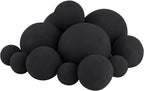Skyflame 12PCS Ceramic Fireplace Balls, Mixed of 4 Sizes Fire Pit Balls Set for Indoor and Outdoor Fire Tables or Fireplaces Accessory, Black