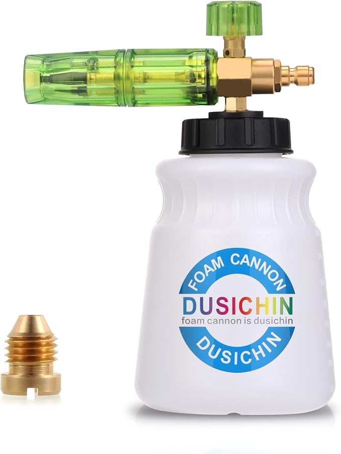 DUSICHIN Foam Cannon for Pressure Washer Wide Neck Car Wash Snow Soap Dispenser for Car Washing with 1/4 Inch Quick Connector, Additional 1.04 mm Orifice Nozzle DUS2601