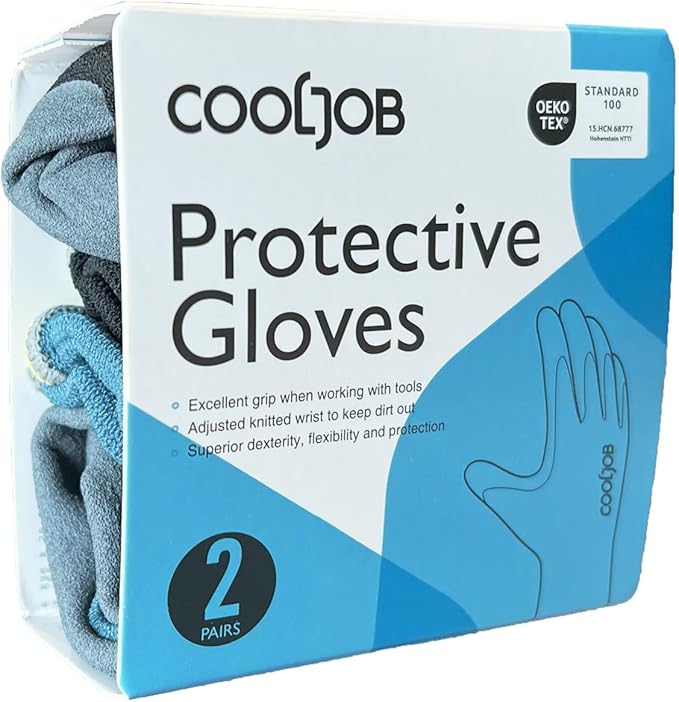 COOLJOB 2 Pairs Micro-Foam Nitrile Safety Work Garden Gloves with Touchscreen Fingers, Lightweight Working for Men’s Sweaty Hands, Non-slip Coated Grip Fits Most Tasks, Medium, Blue & Black