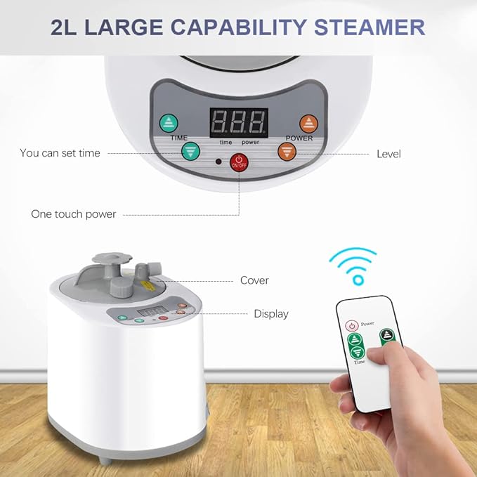 Smartmak Portable Sauna Kit, one Person Full Body at Home Spa Hat Tent, Include 2L Steamer with Remote Control for Detox US Plug- Pink