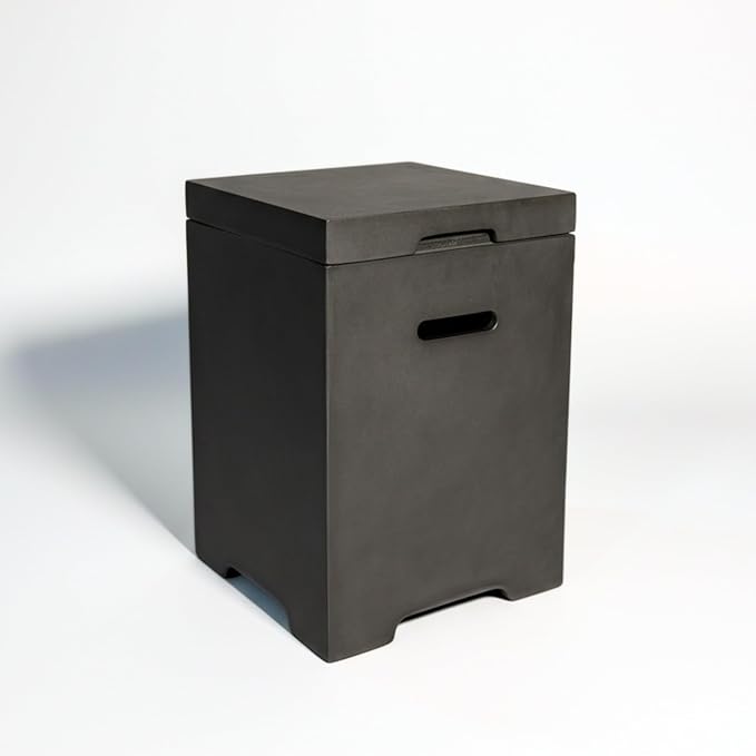 Propane Tank Cover Table for Fire Pits, 20 LB MGO Propane Tank Holder with Side Handles, Outdoor Tank Storage Side Table for Patio, Gas Griddle, Dark Gray