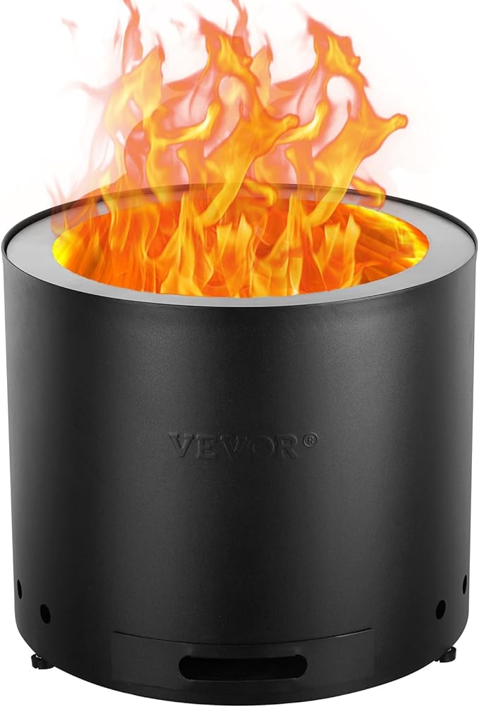 VEVOR 19.3 in Smokeless Fire Pit Stove Bonfire, Wood Burning Fireplaces with Removable Ash Pan, SUS430 Stainless Steel Inner Portable Outdoor Firepit, for Outdoor Patio Camping High 15.4 in
