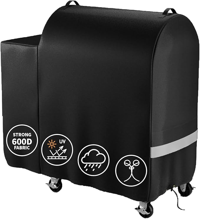Hisencn Grill Cover for Recteq RT-590, Recteq Deck Boss 590 Wood Pellet Smoker Grill, Heavy Duty Waterproof Grill Cover with Reflective Strips, Moisture Proof Vents and Drawstring, Outdoor BBQ