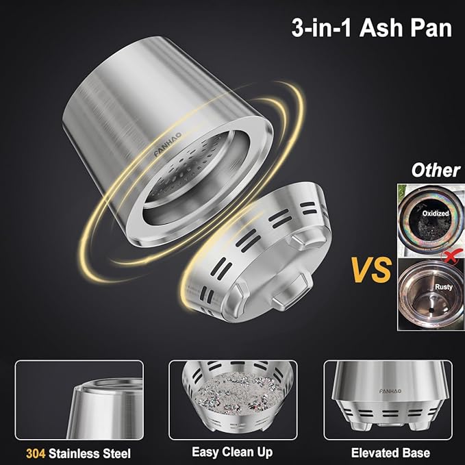 FANHAO Smokeless Fire Pit for Camping, Outdoor & Patio, Stainless Steel Tabletop Firepit with Stand, Wood Burning or Pellet Fueled Portable Bonfire with Carrying Bag | 120% More Efficient Burn