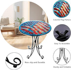 18" Outdoor Side Table, American Flag Metal Accent Table, Indoor Small Round End Tables, Plant Stand Tables for Outside Yard Balcony Garden Bedside