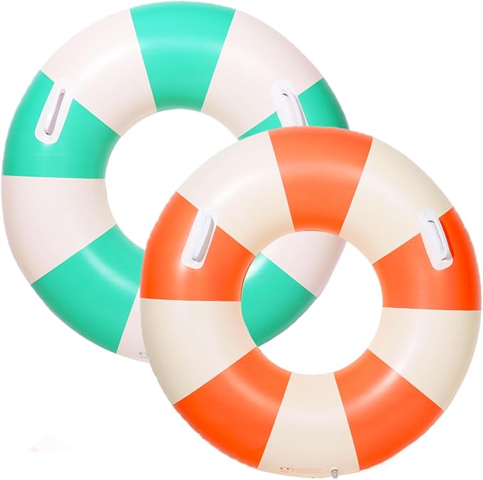 2PCS Large Swimming Pool Tubes Inflatable Pool Floats for Adult Swim Ring Floaties Inflatable Swimming Pool Raft Summer Beach Lounger Float Party Supplies