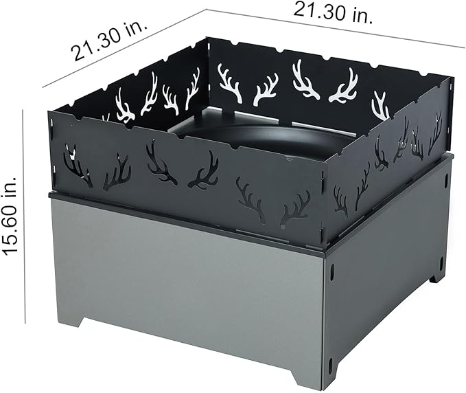 21.5 Inch Outdoor Wood Burning Fire Pit, Bonfire Grill for Patio and Backyard, Outdoor Portable Fireplace with Flame Panel - Flint Gray