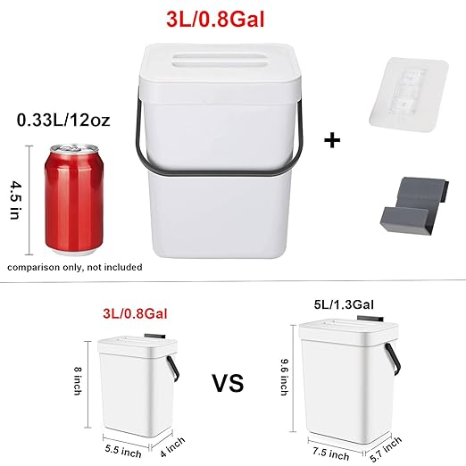 LALASTAR Mini Desktop Trash Can with Lid, Small Countertop Garbage Can, Plastic Tiny Tabletop Wastebasket for Office/Kitchen/Coffee Table, 3L/0.8 Gal, White