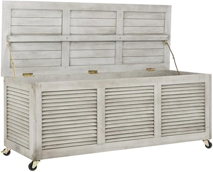 Safavieh PAT7038B Outdoor Collection Elina Grey Wash 47.2" Cushion Deck Box