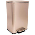 SIMPLI-MAGIC 13.2 Gallon (50L) Step Trash Can – Kitchen Garbage Can with Slow-Close Lid – Odor Control, Hands-Free, Easy to Clean, Brushed Stainless Steel (Rose Gold)