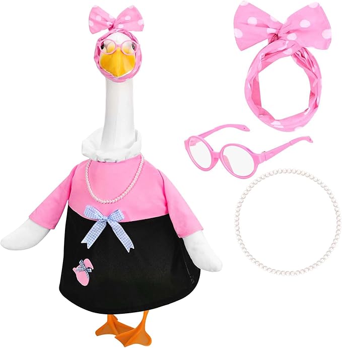 50s Porch Goose Outfits 1950s Cute Lady Goose Dress for 23" Garden Yard Lawn Plastic Goose Decor (1950s)