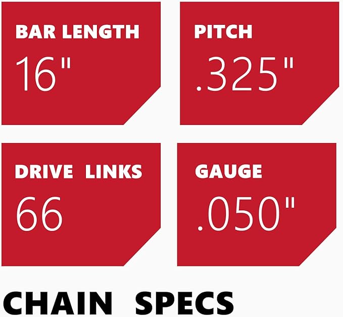 KAKEI Husqvarna Chainsaw Chain 16 Inch .325" Pitch .050" Gauge 66 Drive Links Fits Husqvarna 435, 430 and More (3 Chains) - Full Chisel