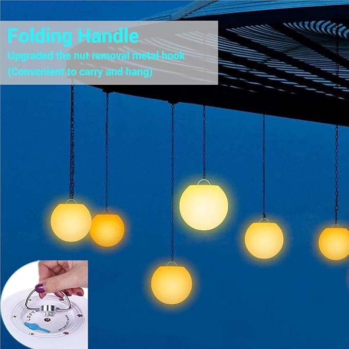 LOFTEK LED Pool Lights That Float - 8-inch Globe Lamp Rechargeable - 16 RGB Lamp with Handle & Remote, Waterproof Lamps for Outdoor Yard Decor, Smart Orb Light for Bedroom, 1-Unit