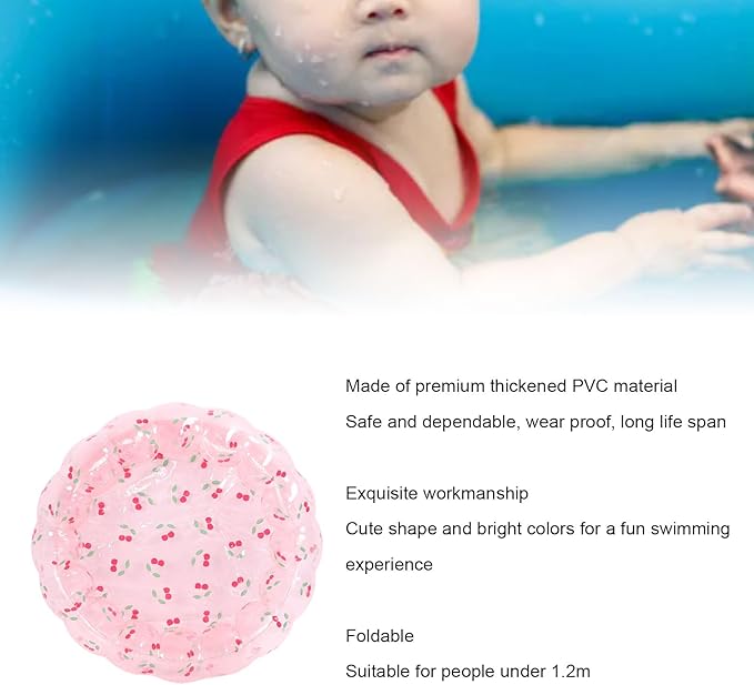 Inflatable Swimming Pool, Portable Play Pit Pool for Kids, 29 Inch PVC Material, Indoor Outdoor Use, Transparent Cherry